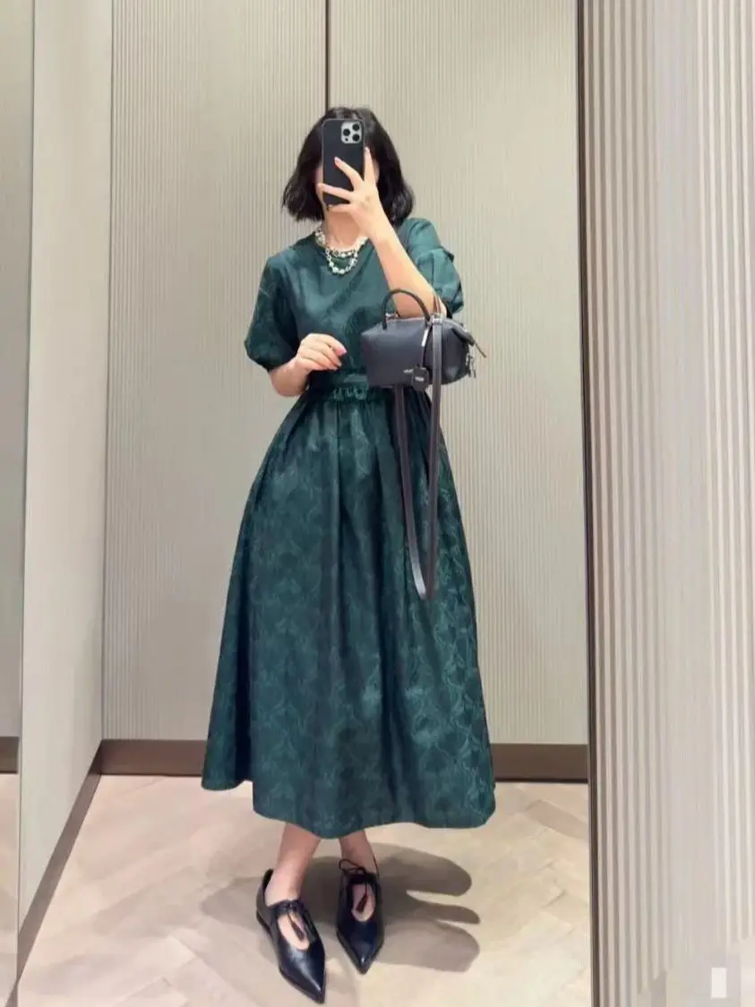 

Summer elegant office business lady retro print dress