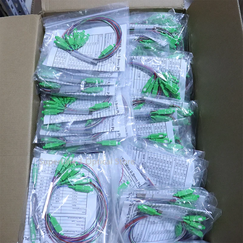 Imagem -06 - Ftth Fibra Óptica Divisor 1x8 Plc sc Apc Divisor sm 0.9 mm G657a1 Pvc 1m Divisor de Cores Simplex 10 Pcs Lot