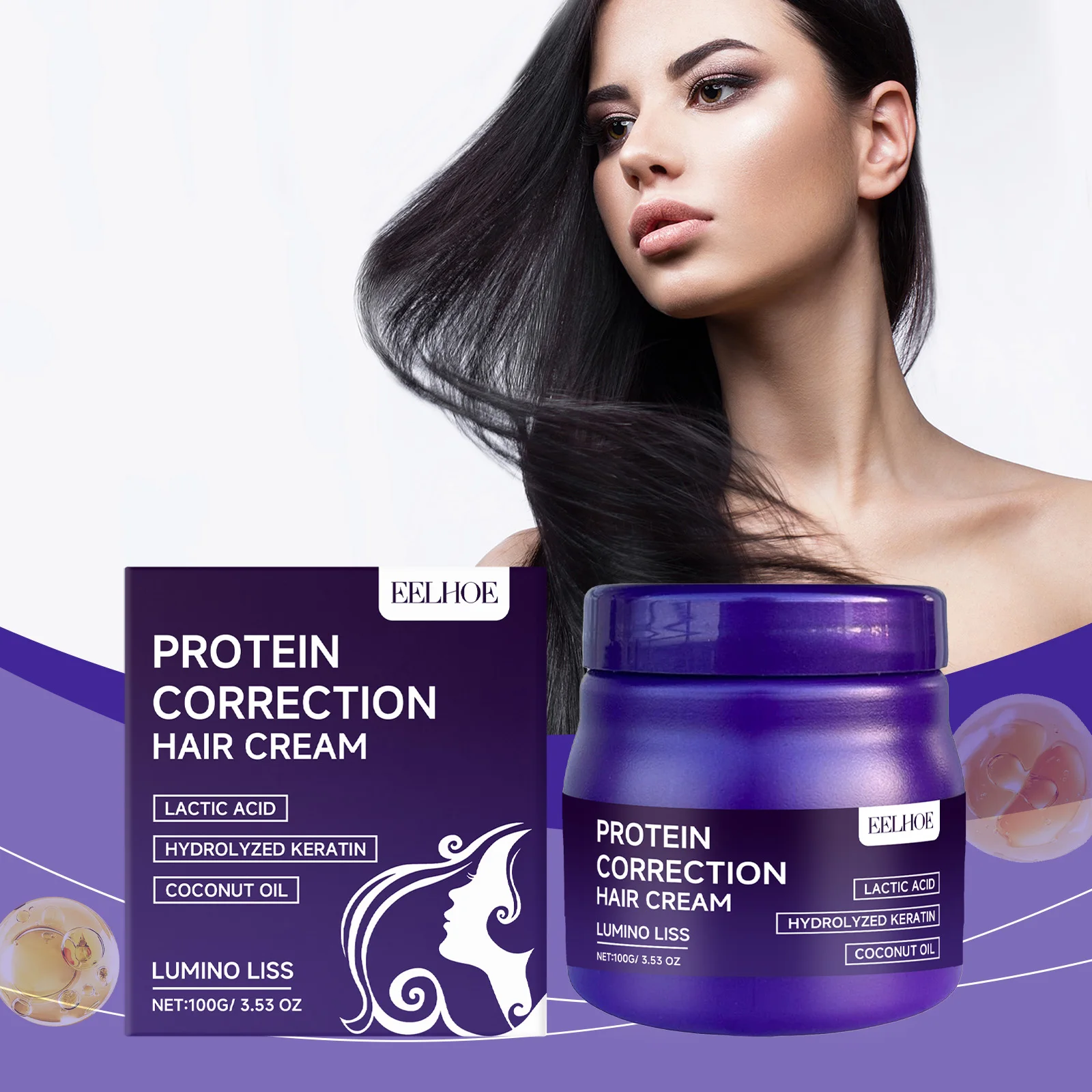 

Eelhoe Protein Straighten Cream Moisturizes Nourishes Prevent Dryness Softens Hair Maintains Repairs Hair Pulling Straight Hair