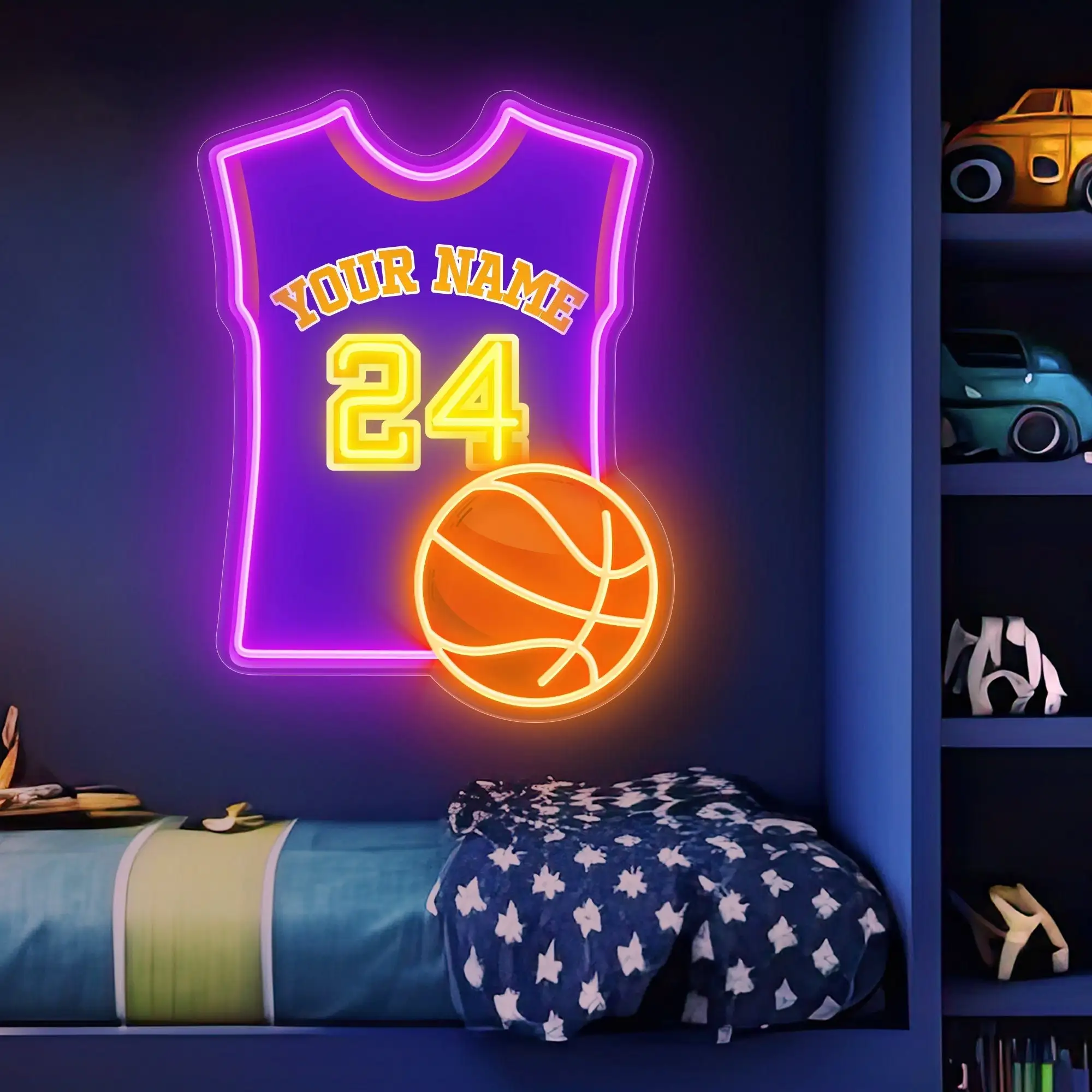 Custom Basketball Jersey Neon Sign Personalized Basketball Player Birthday Gifts Game Room Wall Decor Teens Bedroom Night Sign