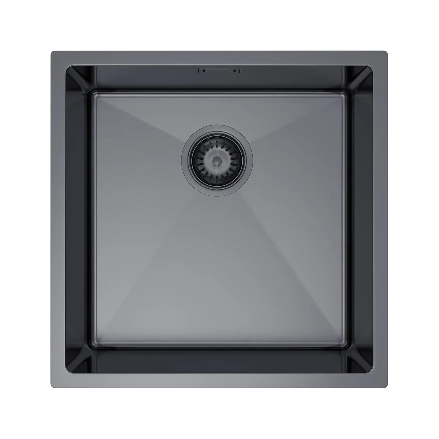 44x44cm PVD Grafiet RVS Keukenkraan, Enkelbak Handgemaakt, Topmount / Undermount / Flush Mount, Met Afvoer - afbeelding 2
