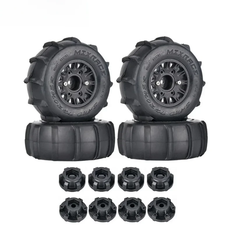 Pneu de sable pour camion de parcours court, 116mm 1/8 1/10, avec roue hexagonale de 12mm 14mm 17mm, pour voiture Traxxas Slash ARRMA SENTON Vkar SCTX10 RC, 4 pièces