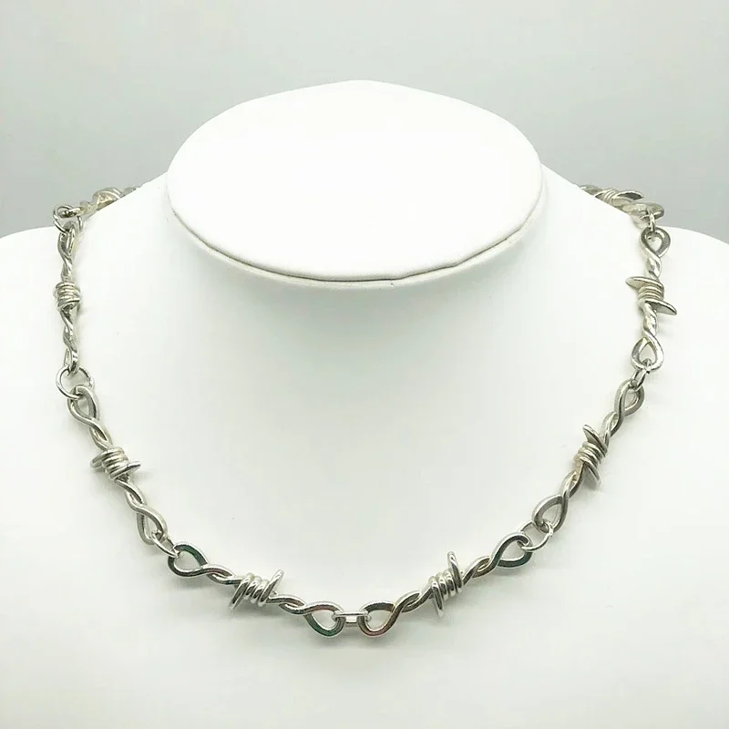 Petit fil ronces fer unisexe collier ras du cou femmes Hip-hop gothique Style Punk fil de fer barbelé petites épines chaîne tour de cou cadeaux