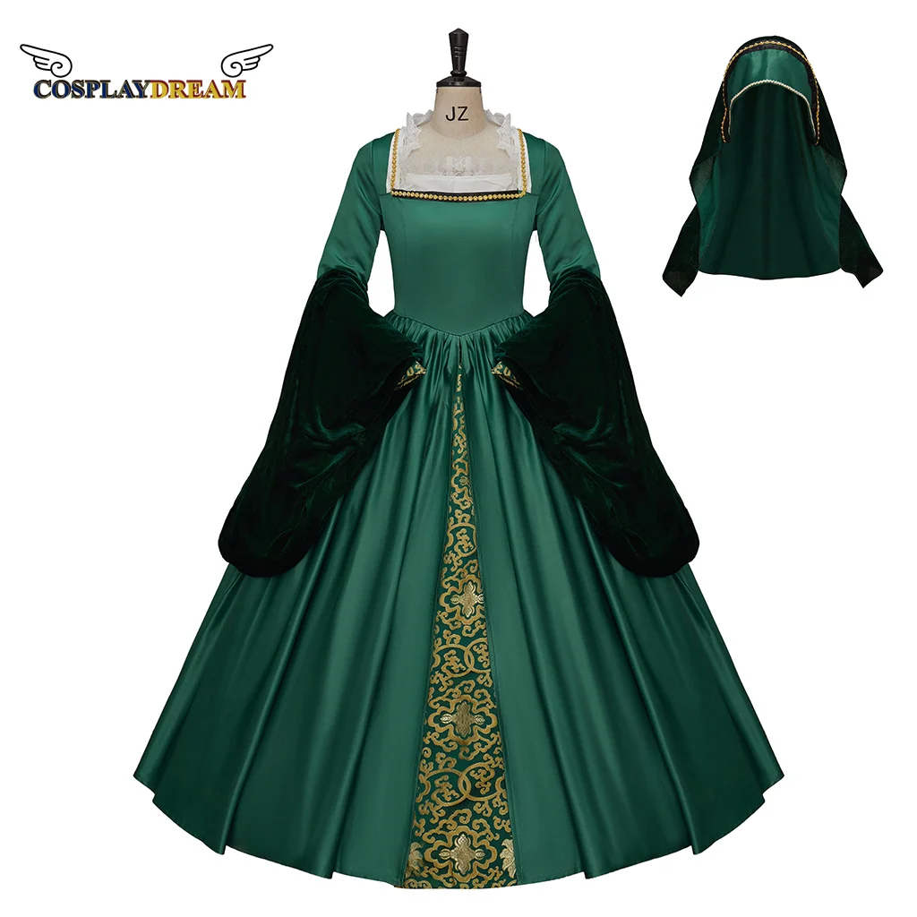 

Medieval Anne Boleyn Green Dress Tudor Queen Elizabeth Costume Victorian Versailles Dancing Ball Gown Drama Dress Custom Made