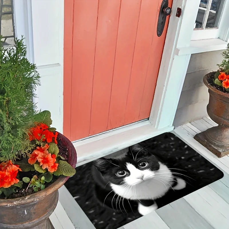Cute Kitten&Cat Welcome Floor Mat Cat Doormat Bathroom Decor Floor Mat Entryway Accessory Carpet Home Living Room Rugs Kitchen view 4