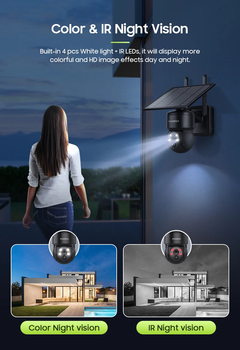INQMEGA Tuya Smart Life 6MP Solar Camera WiFi PTZ Security CCTV Camera Wireless PIR Human Tracking Color Night Vision IP65