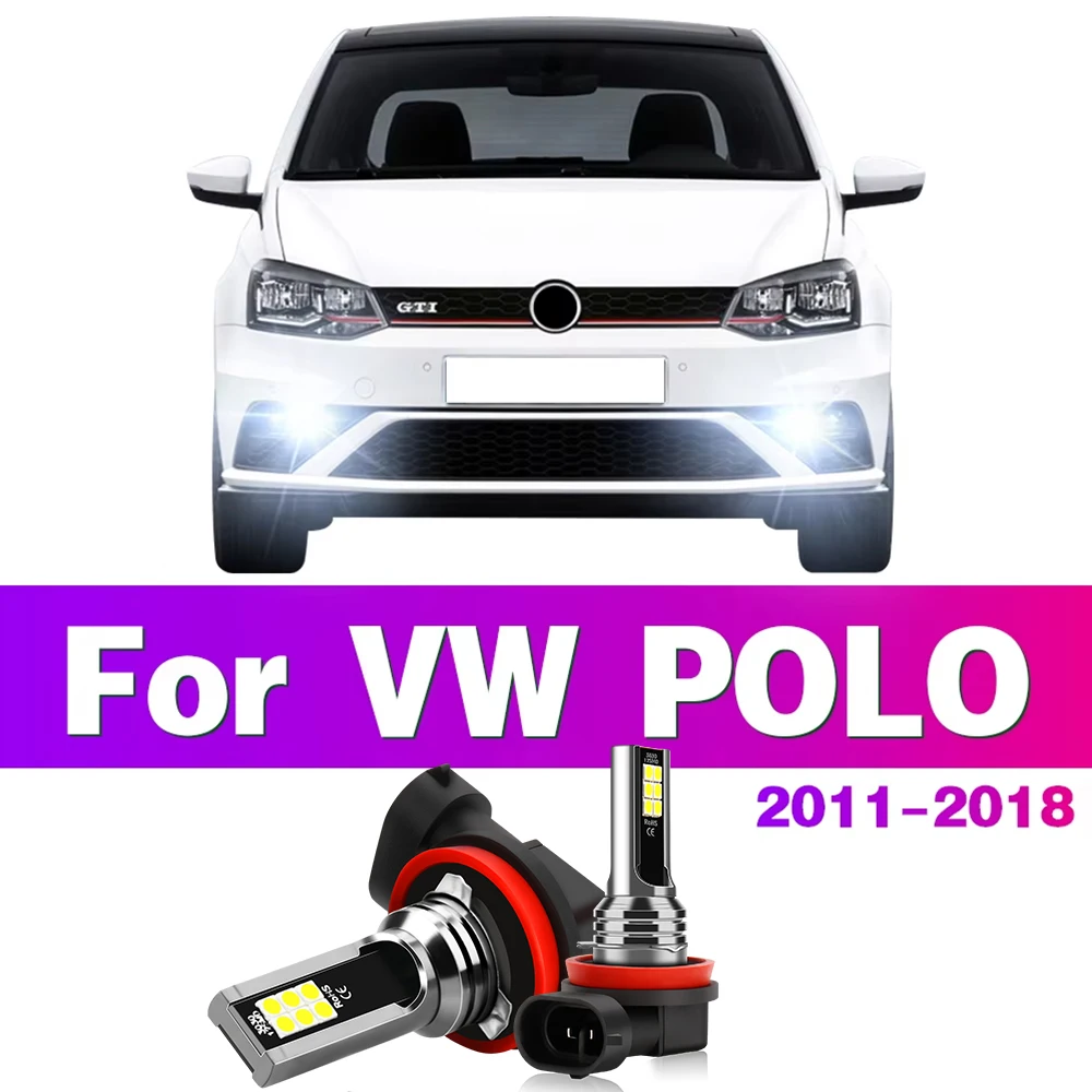 2Pcs LED Car Front Fog Light Lamps Bulb For VW Volkswagen POLO 6R MK6 2011 2012 2013 2014 2015 2016 2017 2018 Auto Accessory