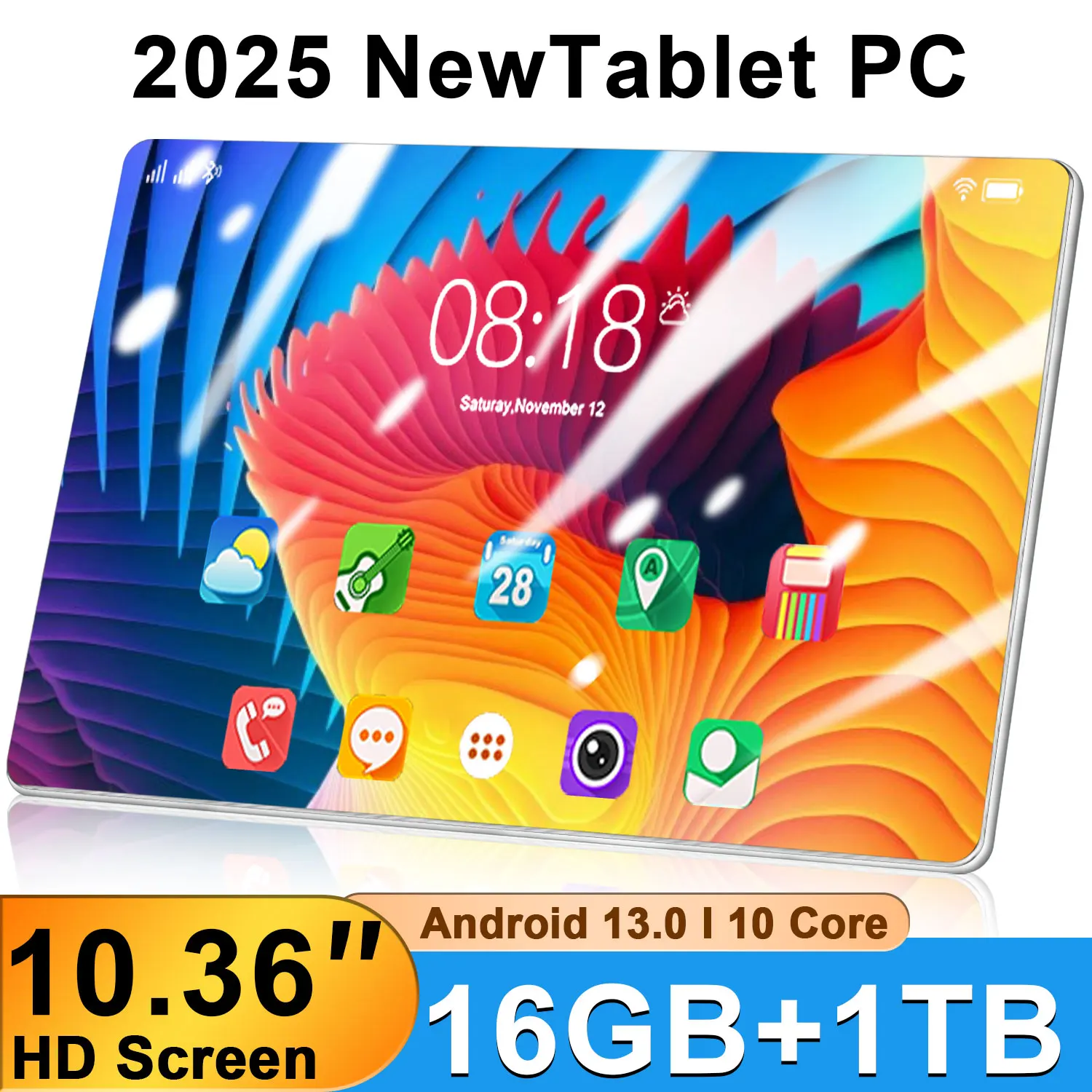 Image of 2025 Brand New Tablet da 10.36 pollici Android 13.0 12000mAh 16GB RAM 1TB ROM Wifi 10 Core Tablet PC 4K HD cod004