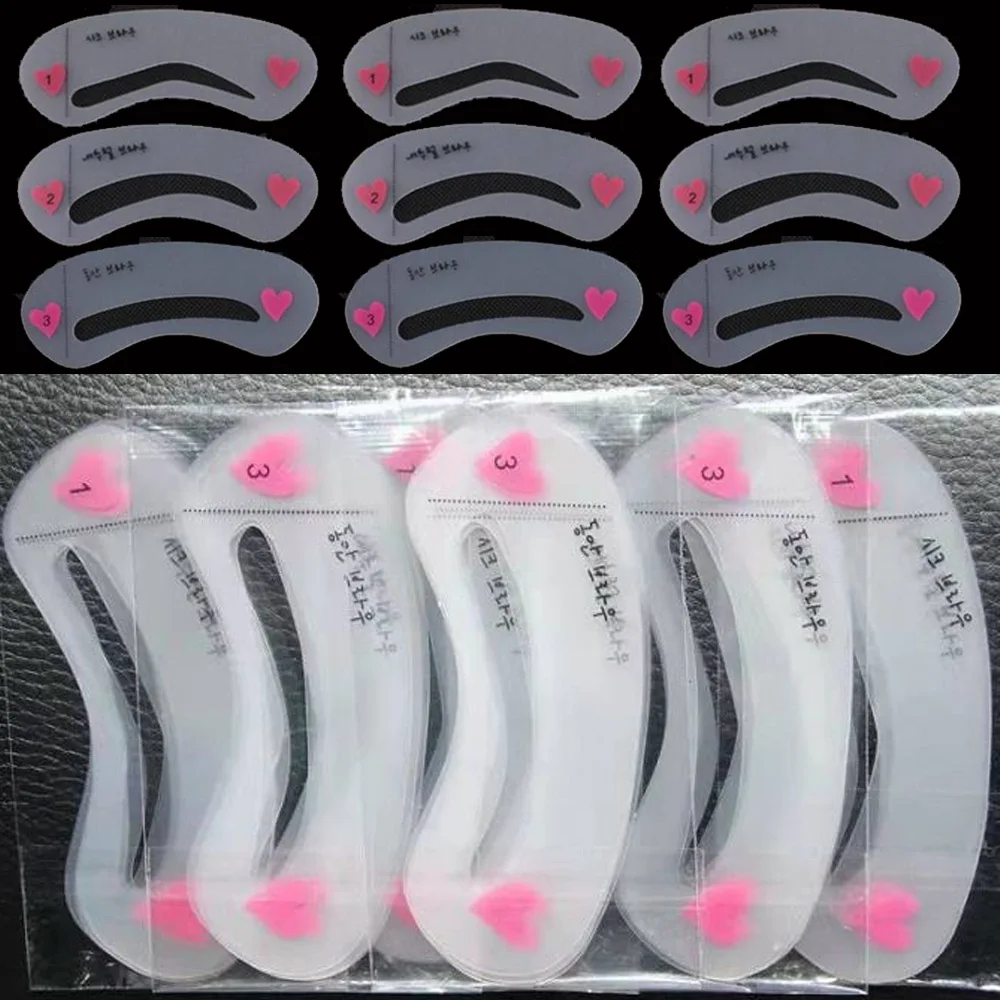 New Eyebrow Templates Set Waterproof Professional Makeup for Women Perfect Eye Brows Stencil Reusable 3D Eye Makeup Stencils