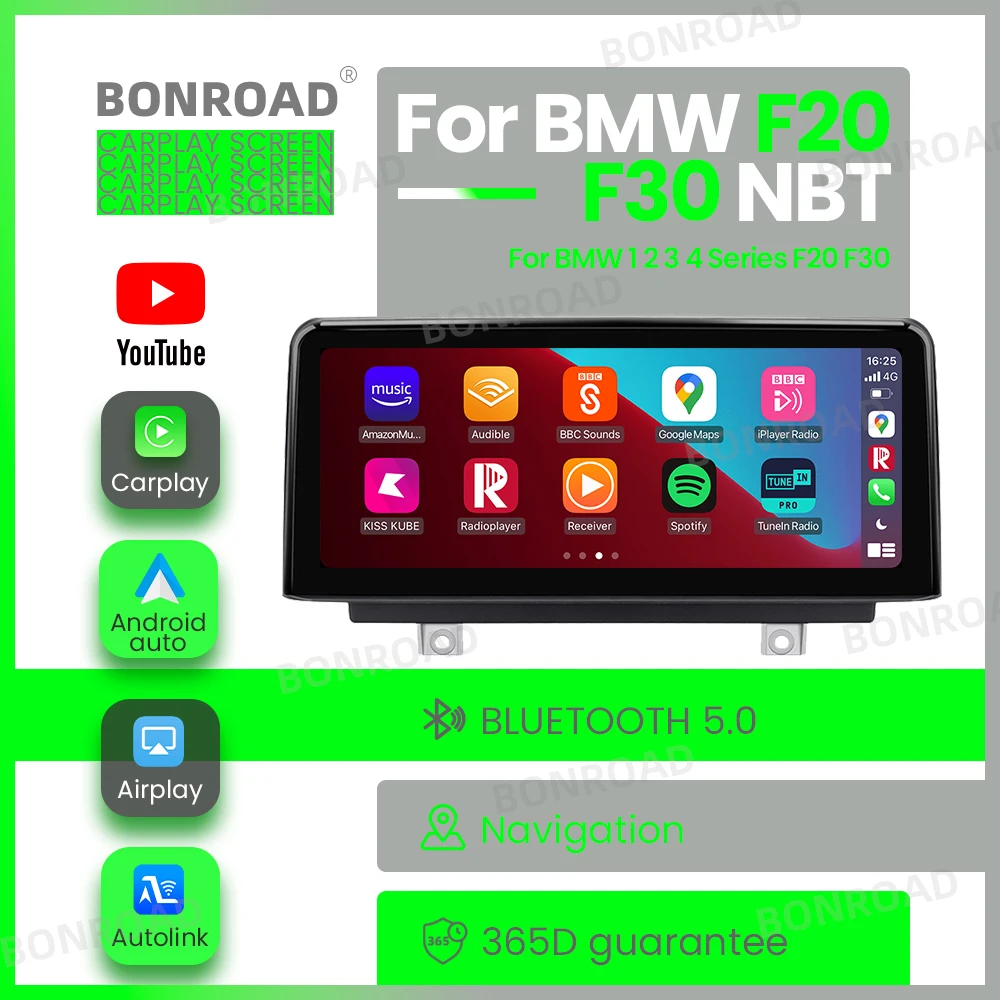 BONROAD Wireless CarPlay Android Auto Car Radio Screen For BMW 1 2 3 4 Series F20 F21 F22 F23 F30 F31 F32 F33 F34 F36 F82