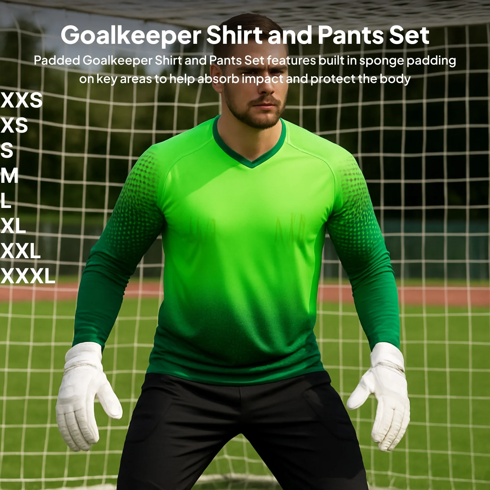 Goalkeeper Shirt and Pants Set,Protective,Professional,Sturdy,Sponge Protector Breathable Padded Activewear Training Uniform