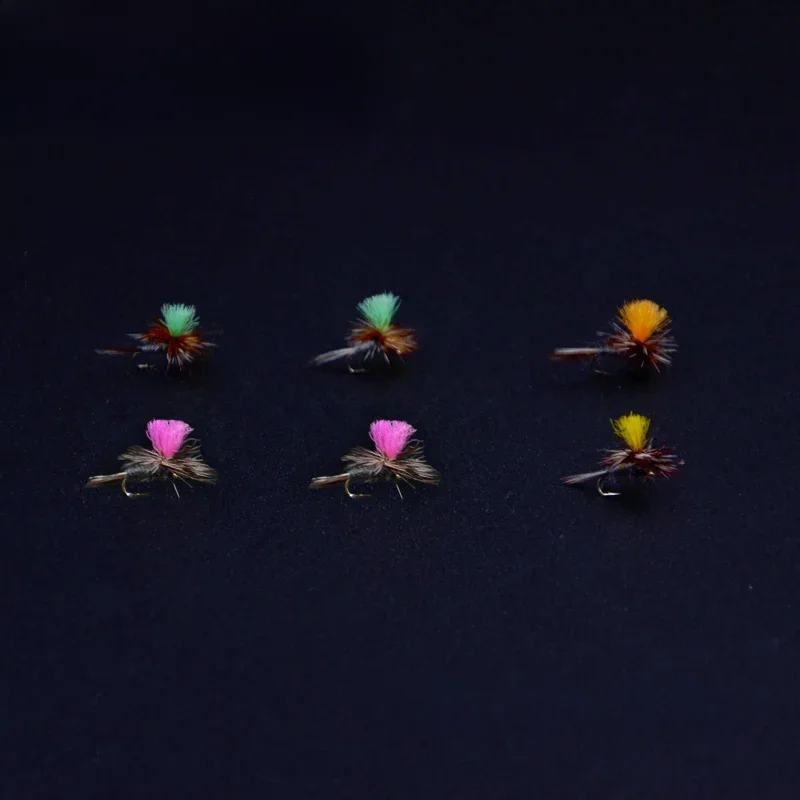 4 couleurs assorties 16 # -18 # Haute Vis Adam Parachute mouches sèches leurres de pêche à la mouche 6 pièces/paquet Para modèles mouches d'eau de Surface classique