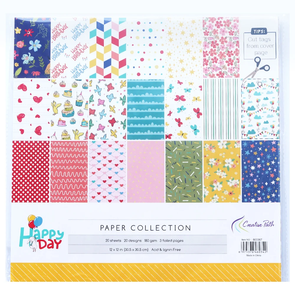 The Creative Path 12 Inch Scrapbooking Paper 20 Sheets Craft Background Decorative Pattern Designer Pack DIY 305x305mm Acid Free