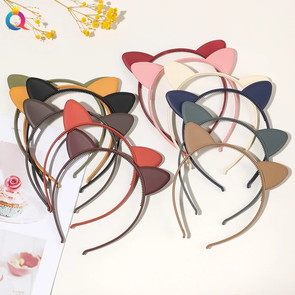 2023 matowe plastikowe opaski do uszu kota opaska Scrunchie kobiety dziewczęta włosy obręcz na głowę akcesoria nakrycia głowy nakrycia głowy uchwyt — zdjęcie 2
