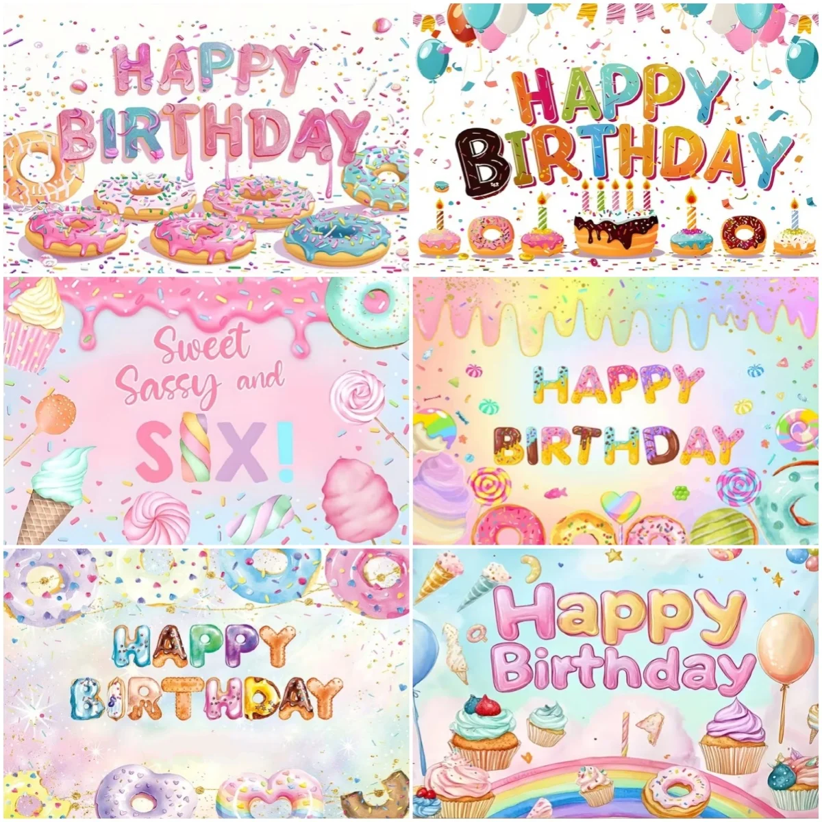 

Candy Sweet Donut Theme Birthday Background Sweetheart Girl's Party Decorations Pink Dessert lollipop Photography Backdrop Gifts