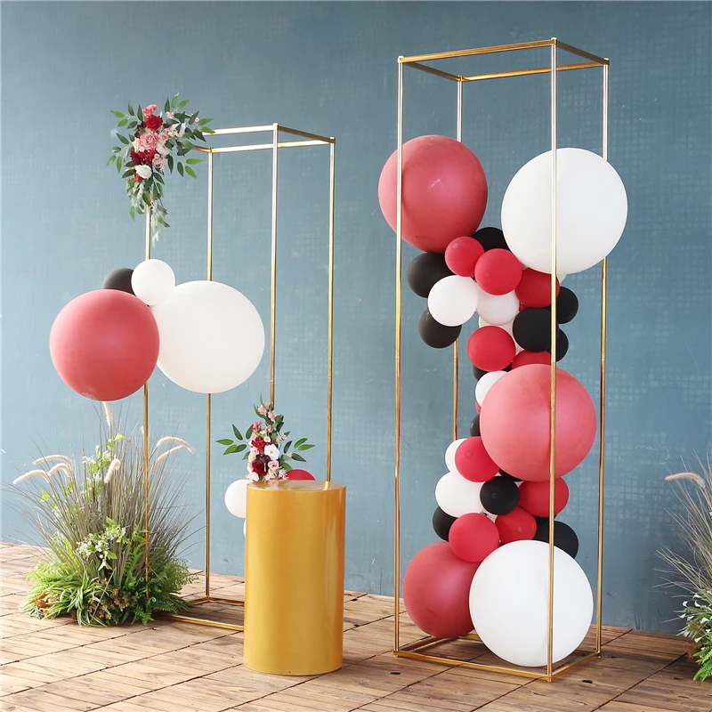 JAROWN Balloon Stand Arch Balloons Frame Shelf Box Wedding Party Decoration Background Decor Plating Gold Cuboid Shelf Golden