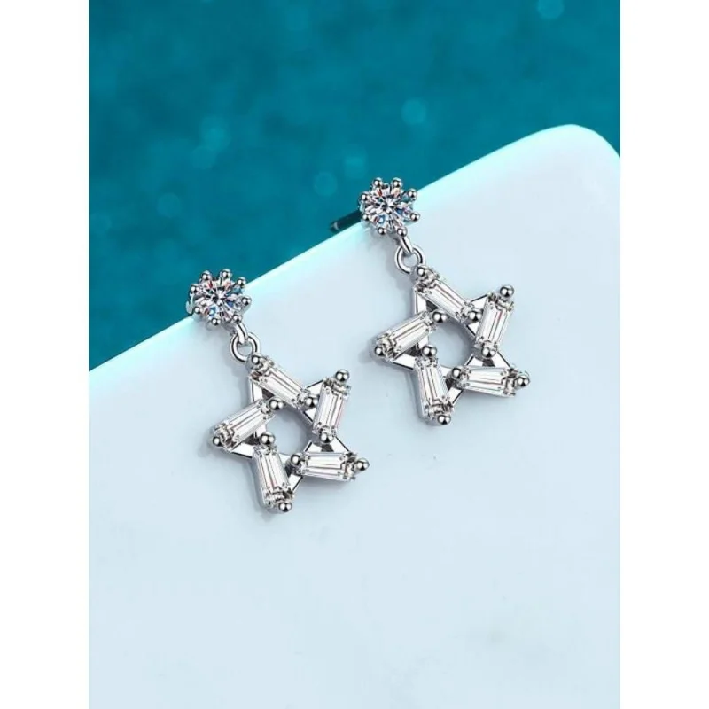 Официальный магазин MoisaLuxe, серебро 925 пробы, простые серьги Ins Wind с муассанитом, обручи, цепочка для пирсинга ключицы