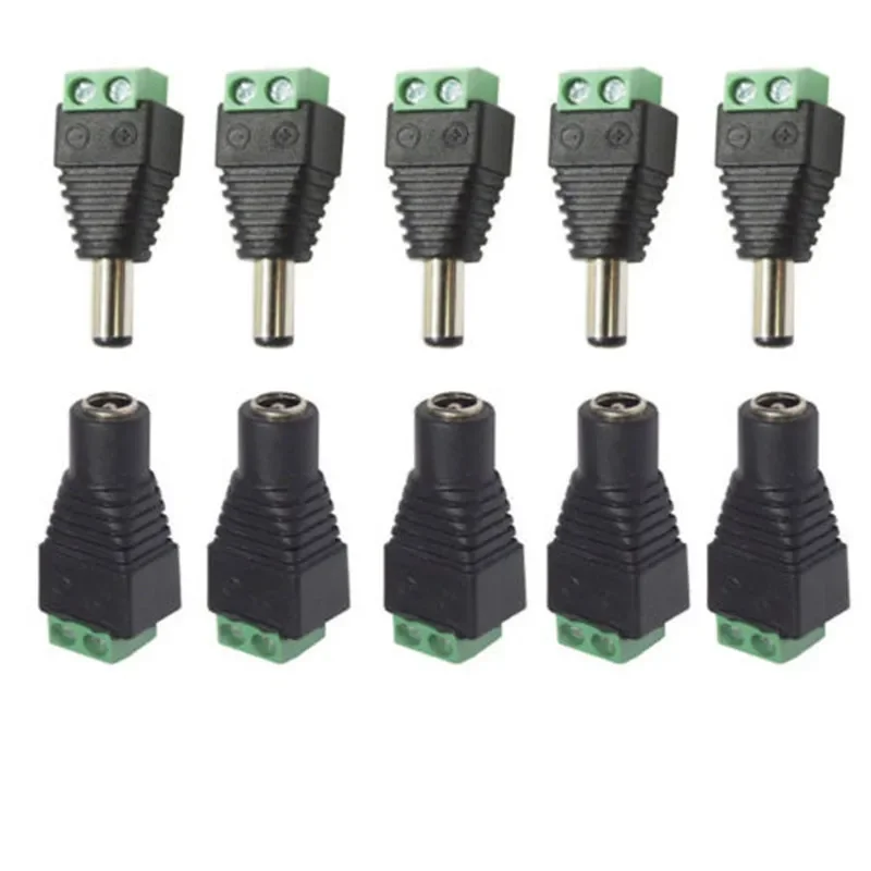5 zestaw kamery cctv 2.1mm x 5.5mm kobieta mężczyzna DC adapter wtyczki zasilającej DC Power kobieta wtyk Jack złącze adaptera wtyk męski — zdjęcie 2