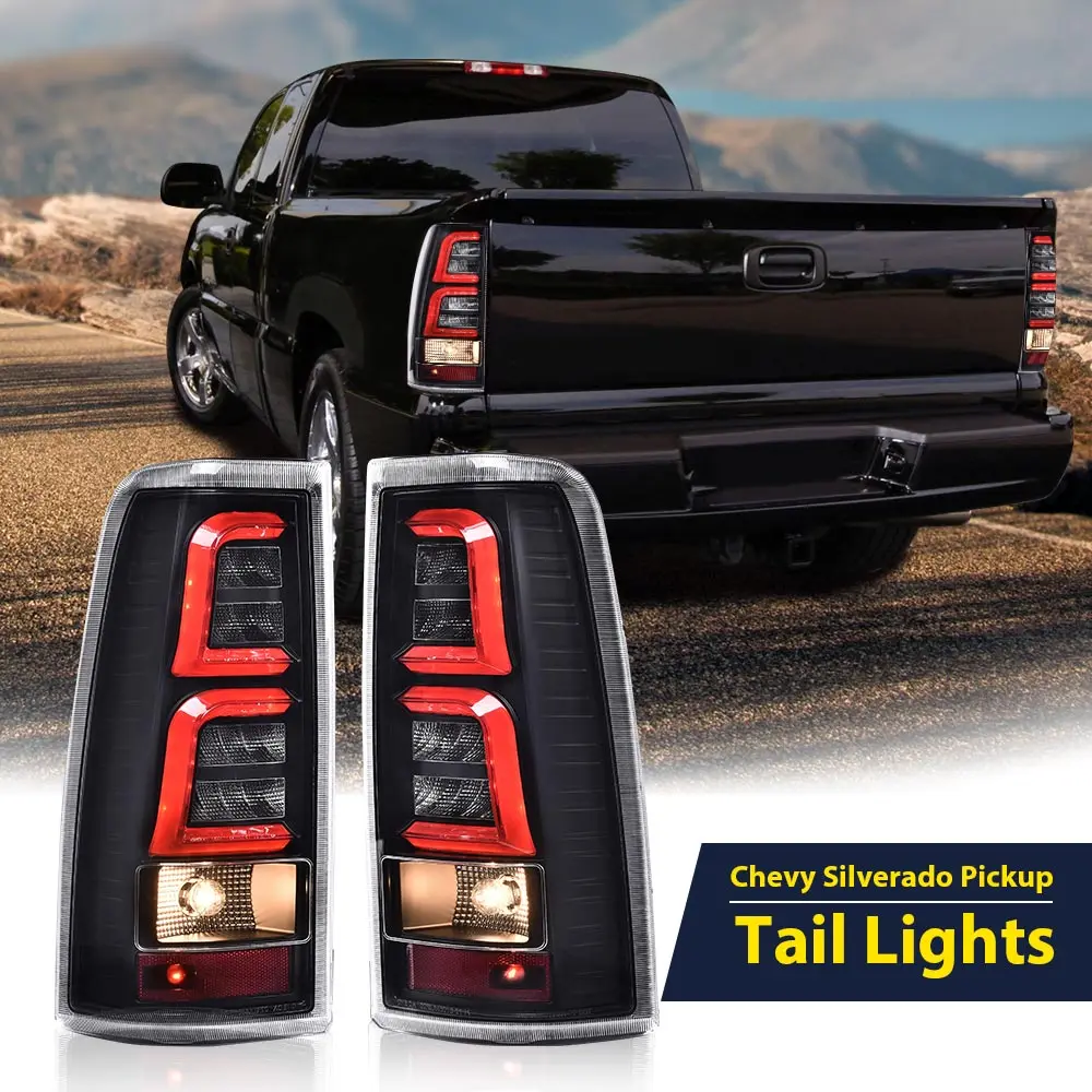 

2Pcs Led Tail Lights Brake Lamps W/ Harness Fit for 99-06 Chevy Silverado Lh & Rh Waterproof Snowproof Dustproof Car Accessories