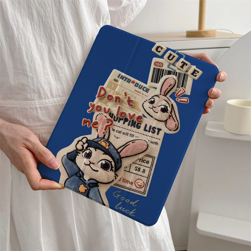 Borduurmagazine Crazy Zootopia tablethoes voor iPad A16 Pad Pro 11 inch 2025/2024 Air 5/4 10,9-inch iPad 7/8/9 10,2 5/6 mi