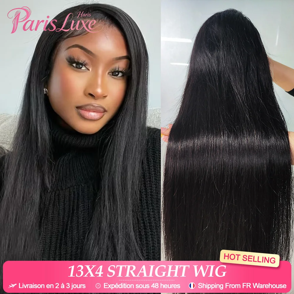 26 30 Inches Straight Human Hair Wigs 180% Density 13x4 Transparent Lace Natural Appearance Vietnamese Human Hair Front Wig Natural Black Special Occasions Fashionable Hairstyles