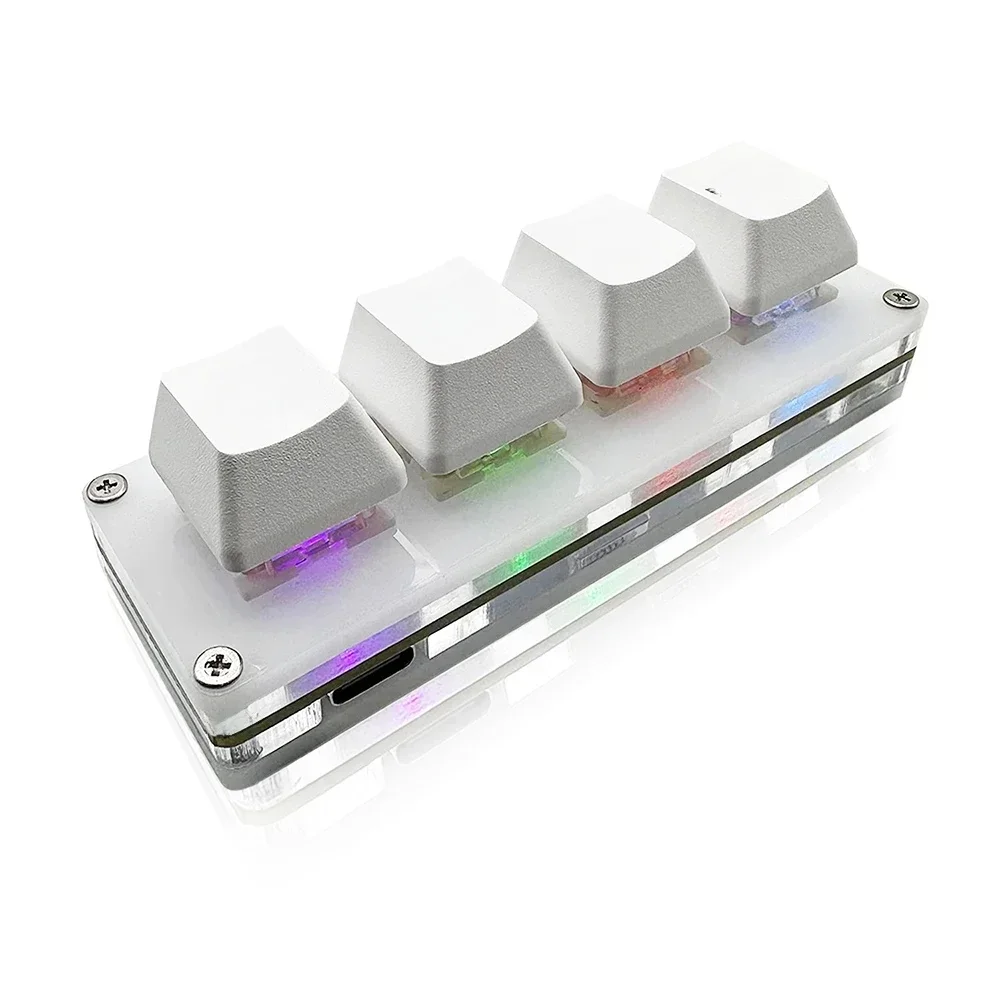Mini 4-klawiszowa klawiatura do gier Wszystkie klawisze wycinania i wklejania Makro Ctrl A X C V Skrót Klawiatura jednoręczna RGB Mechaniczna klawiatura do gier — zdjęcie produktu 7