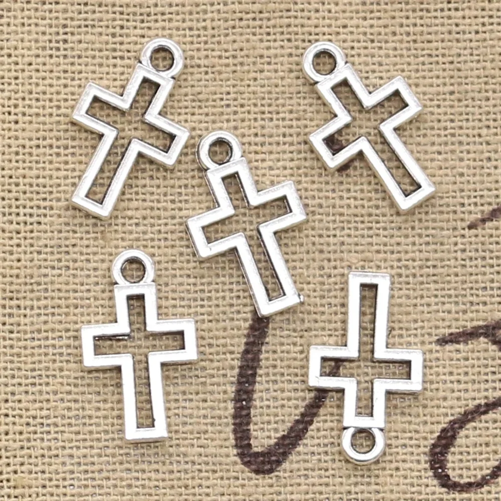 50 sztuk Charms Hollow piękny krzyż 17x10mm antyczne srebro kolorowe wisiorki DIYCrafts dokonywanie ustaleń ręcznie robiona biżuteria tybetańska — zdjęcie 2