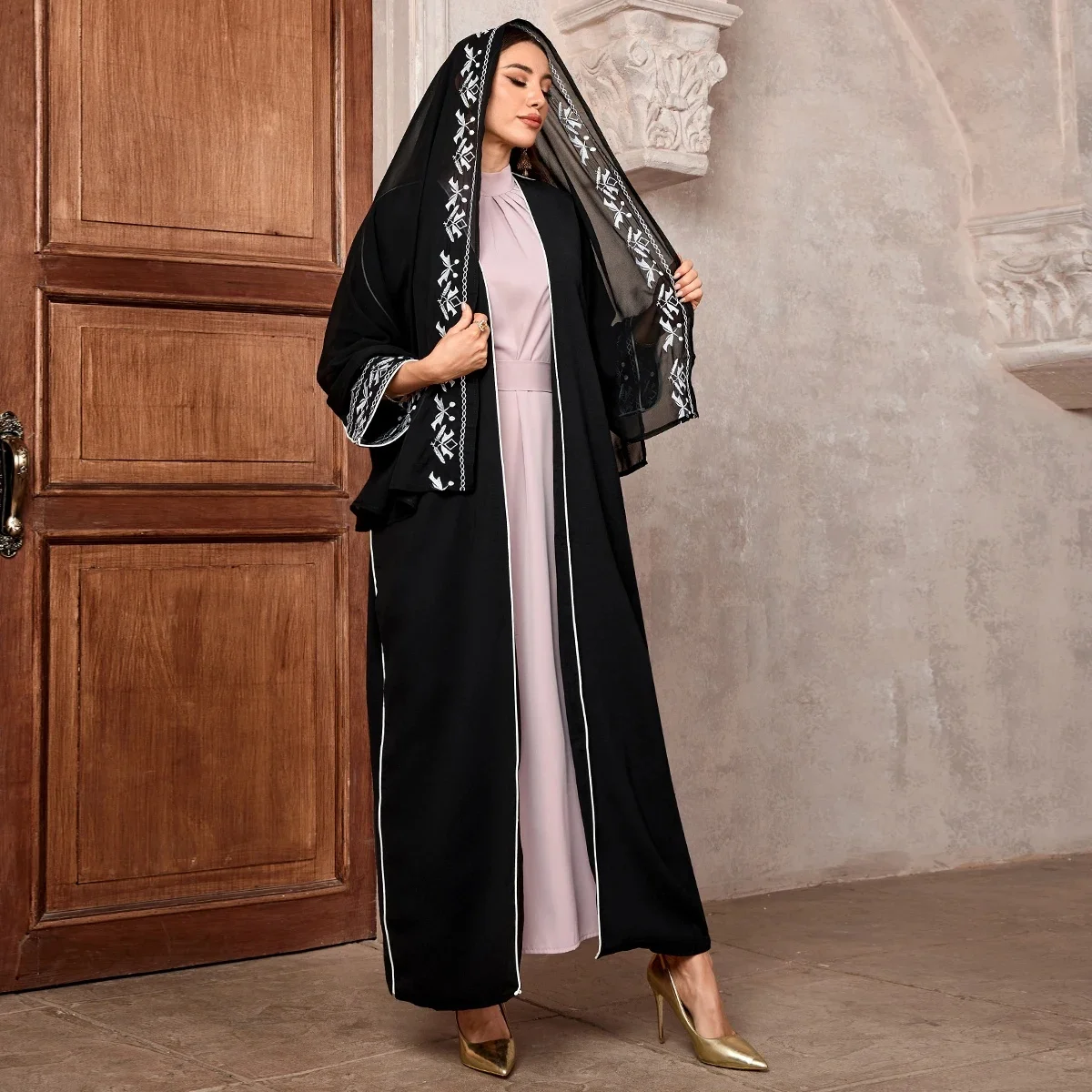 Abaya – robe longue brodée, manteau Kimono, vêtements d'extérieur pour femmes, manches longues, ample, arabe, musulman, dubaï, Caftan marocain pour moyen-orient