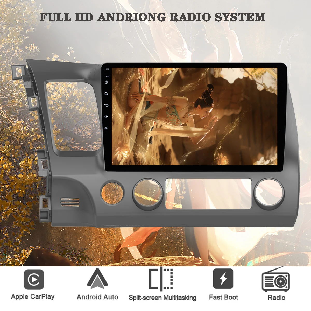 Octa Core Android 14 Autoradio Stereo Music Video DVD Player For Honda CIVIC 2006-2011 With GPS Navi 3/4G WIFI Mirror Carplay