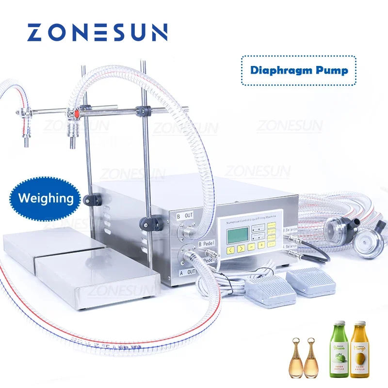 

ZONESUN Electrical Semi Automatic Water Cooking Oil Juice Ink Liquid Bottle Jar Quantitative Weighing And Filling Machine