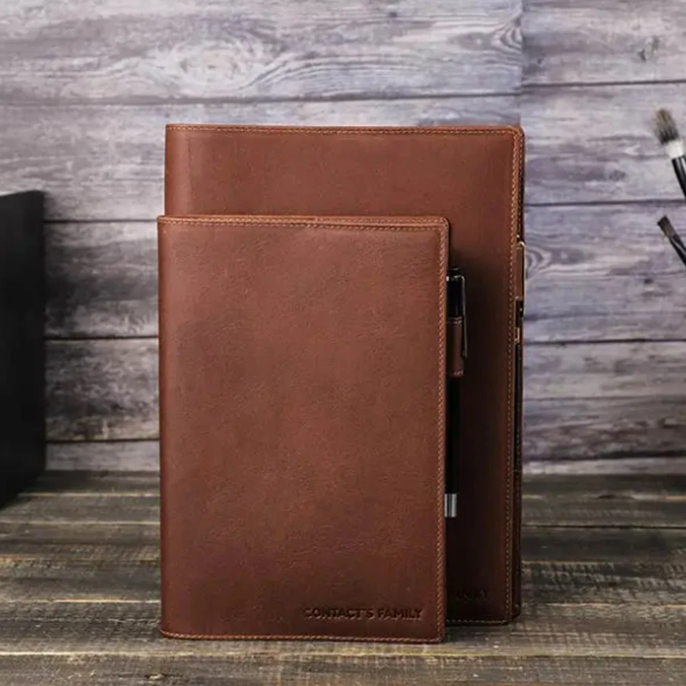 Handmade Retro Vintage A5 B5 Leather Book Cover With Pen Holder Notebook Sleeve Notepad Office School Stationery Supplies