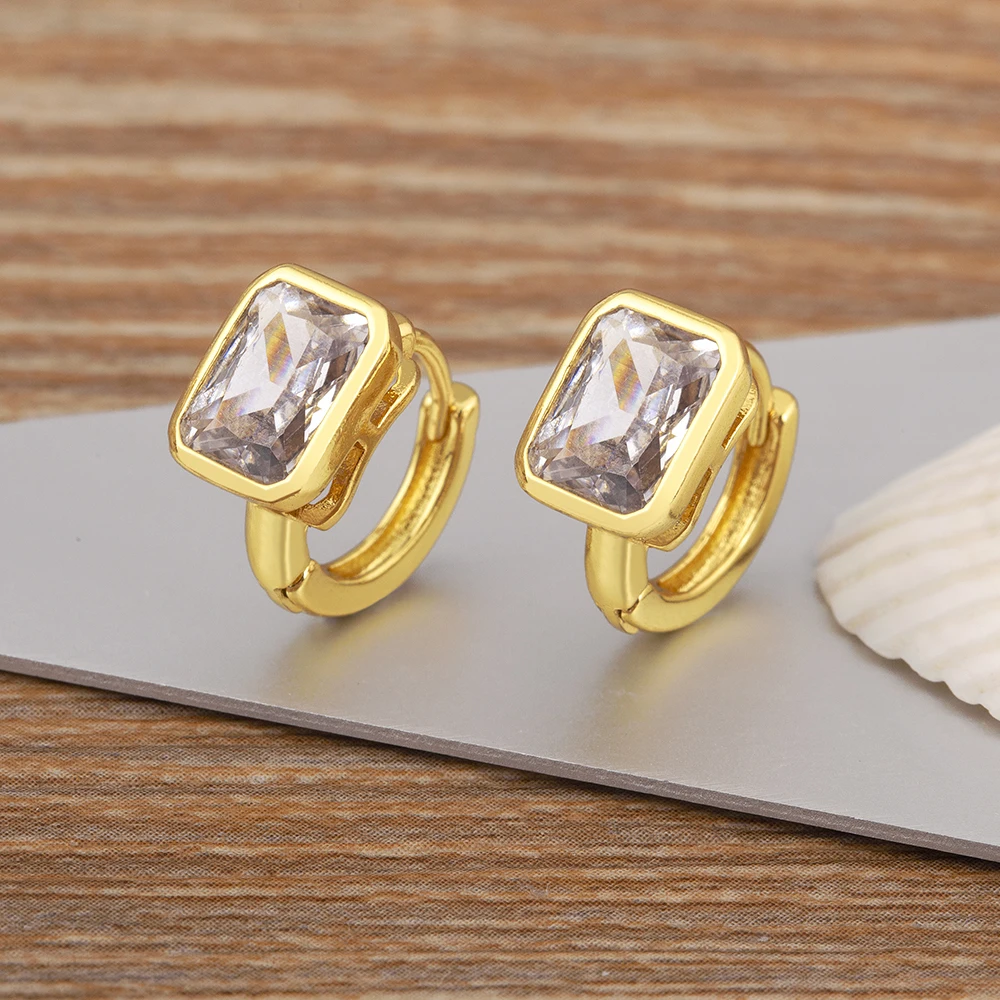 Nidin High Quality Rectangle Shape Inlaid Crystal Zircon Earrings For Women Elegant Fashion Ear Jewelry Anniversary Party Gifts