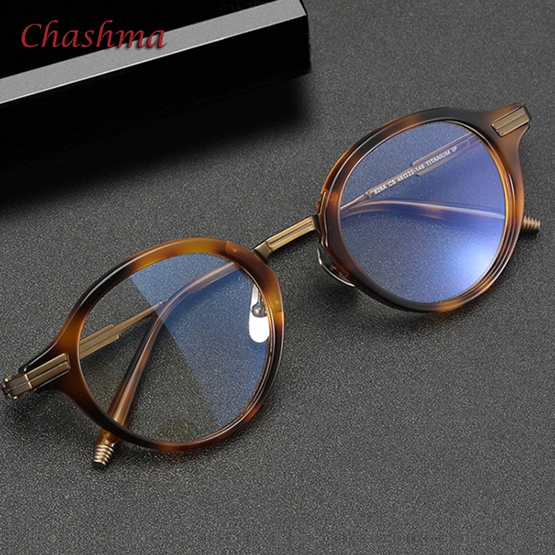 Chashma Prescription Glasses Women Round Acetate Retro Men Retro Eyeglasses Frames Fashion Gafas for Myopia Read Recipe Lenses