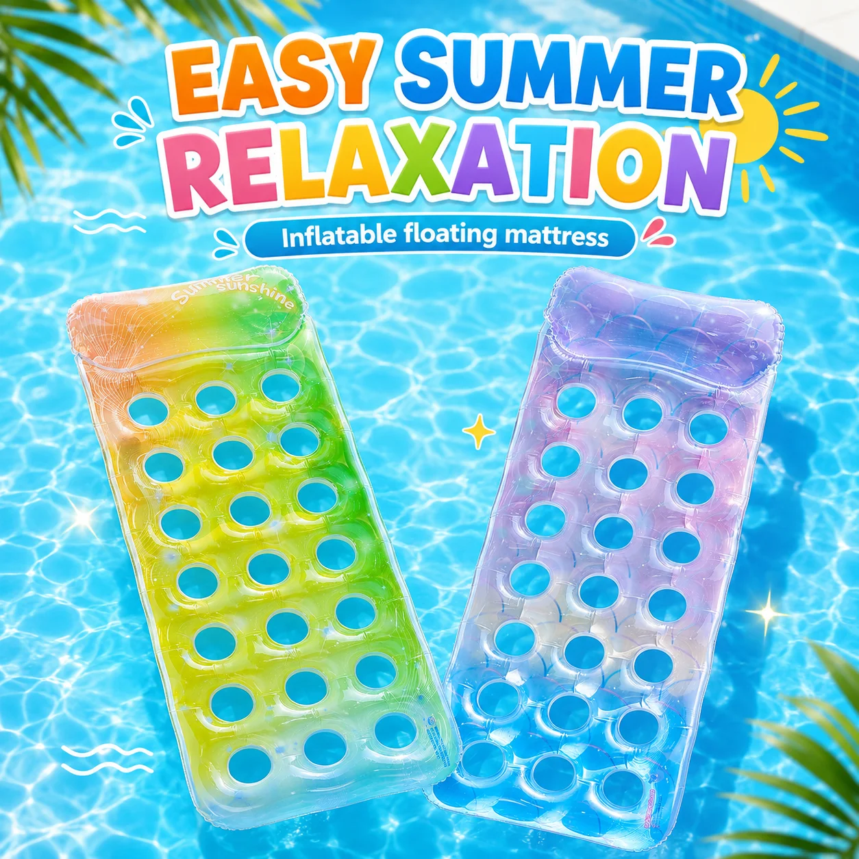 1PC Inflatable Pool Lounger, Air Mattress 170x70cm Breathable Hole, Floating Pool Float Portable Swim Water Lounge Chair