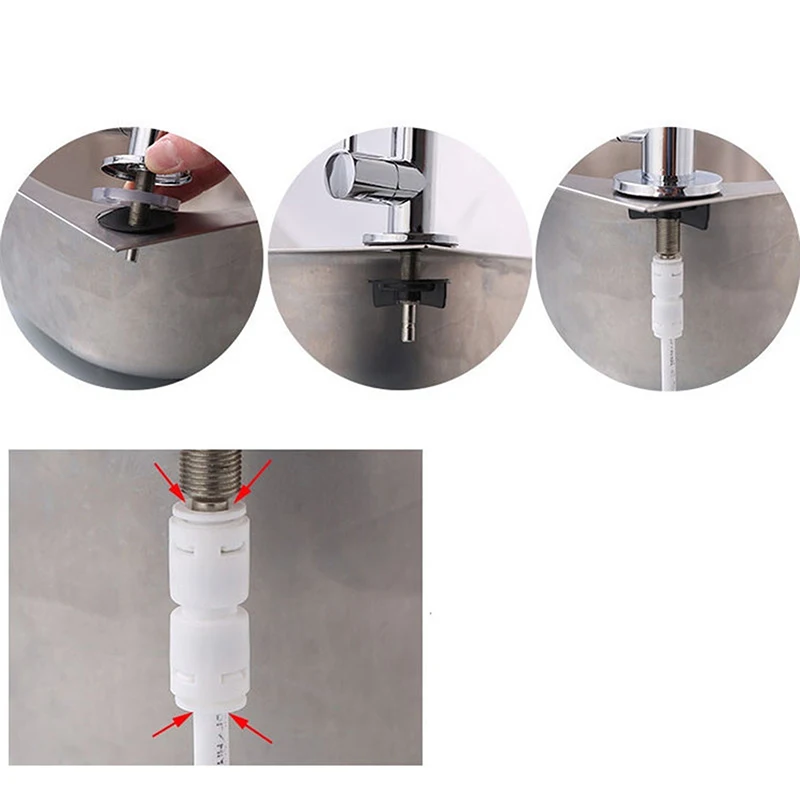 1/2 Heads Kitchen Faucet 1/4 Inch Connect Reverse Osmosis Faucet Single Double  Hole Stainless Steel Water Filter Home Supplies