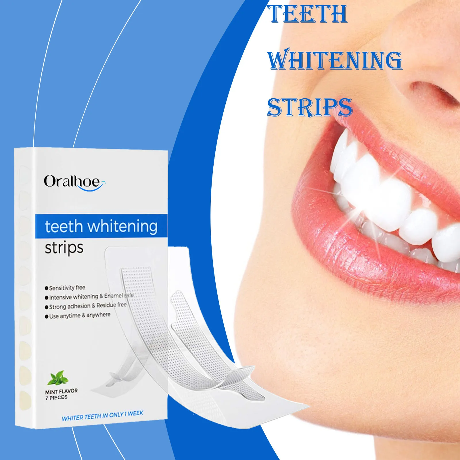 

Oralhoe 7pcs Teeth Whitening Strips Brighter Smile Dental Cleaning Whitener Oral Refresh Breath Remove Yellow Bleach Teeth Patch
