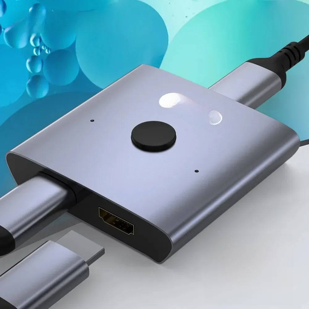 NIERBO 8K répartiteur de commutateur HDMI 2.1 bidirectionnel 2 en 1 sortie Ultra HD 4K @ 120Hz 8K @ 60Hz 48Gbps Hub HDMI en aluminium pour PS5 Xbox