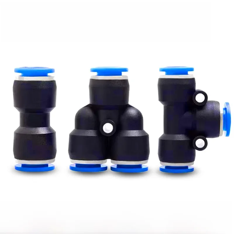 Connecteurs d'Air PE PU af PY PW, Raccord Pneumatique Rapide, Té Allergique, Connecteur de Tuyau en Plastique à 3 Voies, 4 6 8 10 12mm, 100 Pièces