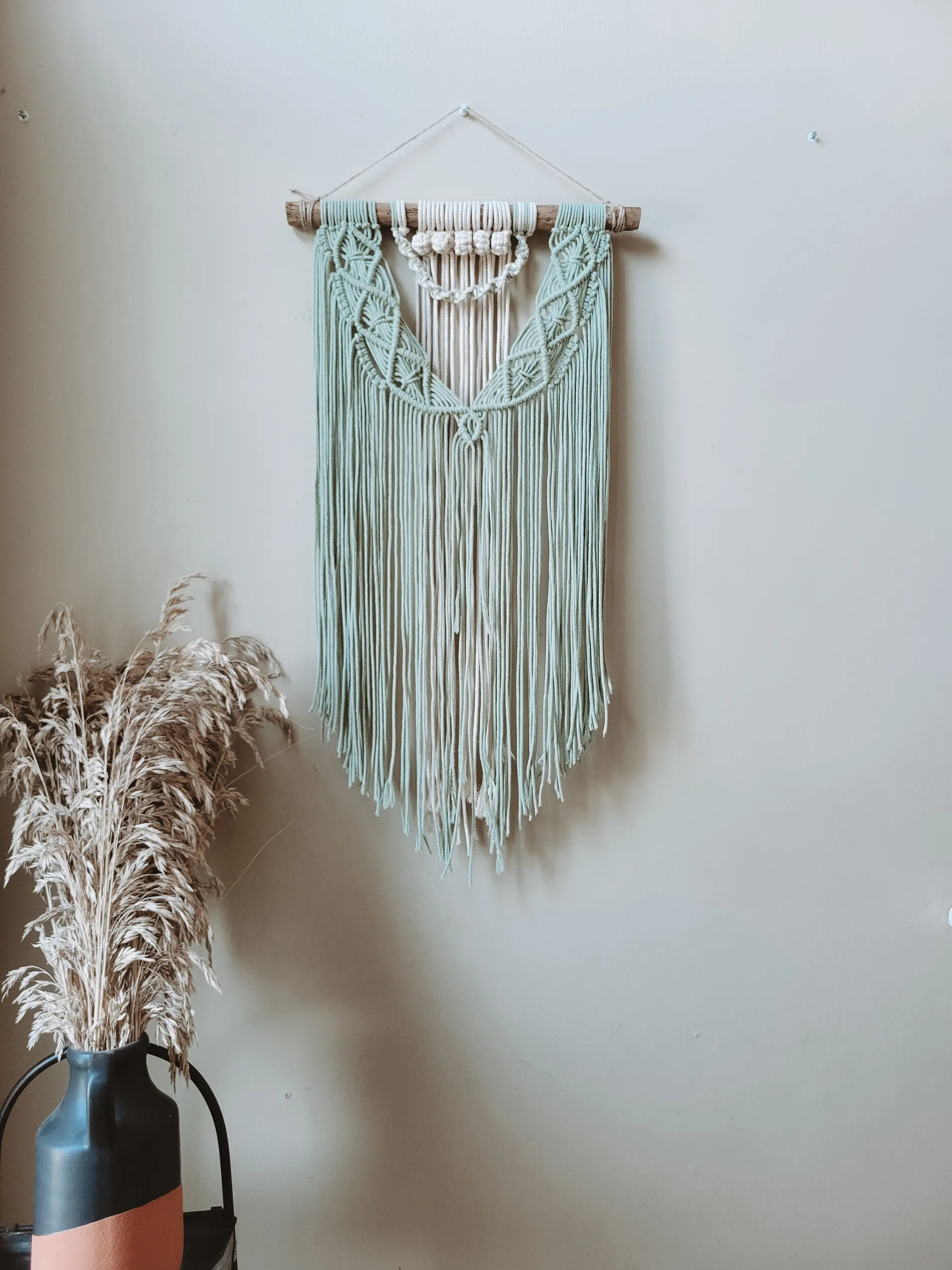 Sage and ivory medium macrame wall hanging