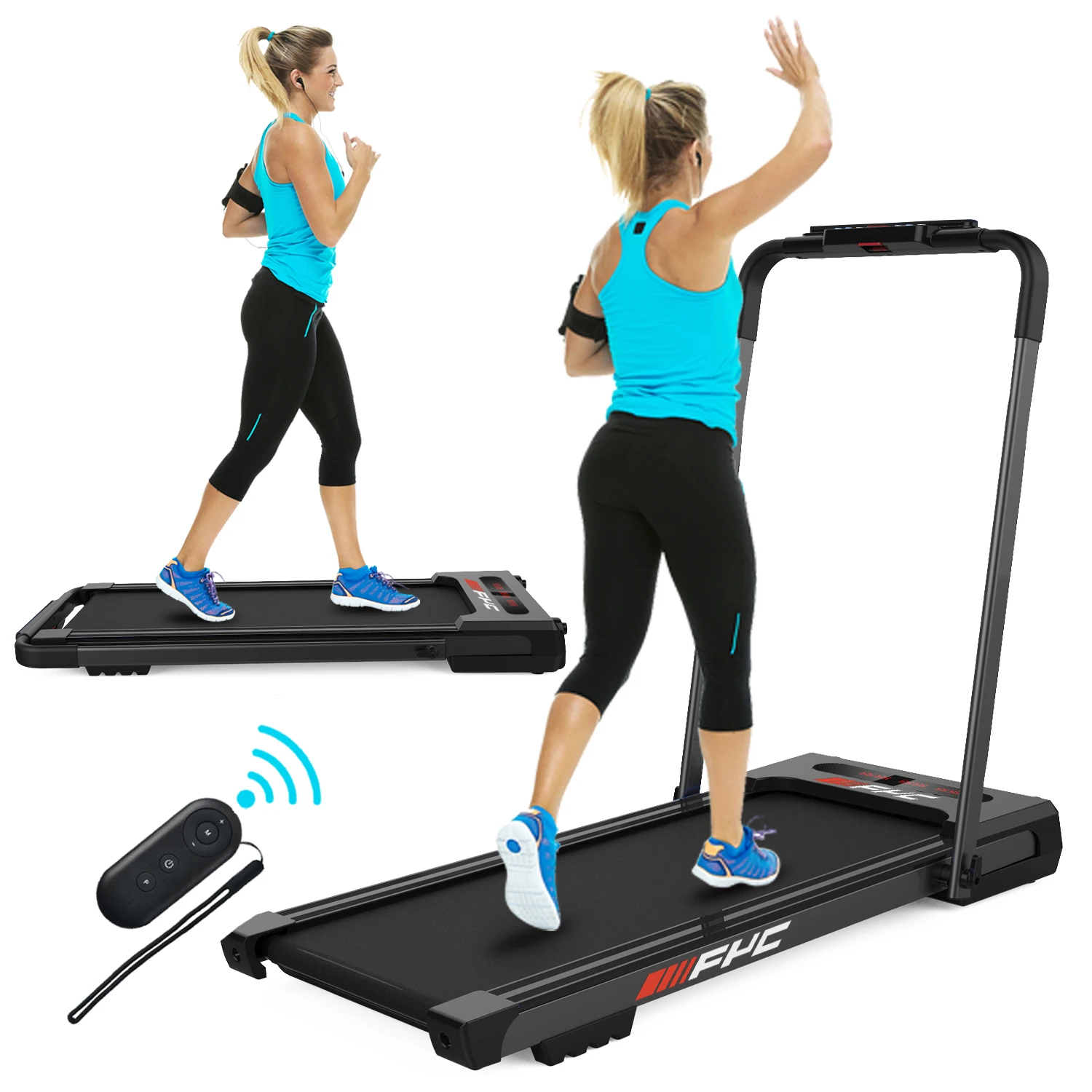 

FYC Under Desk Treadmill - 2 in 1 Folding, 3.5HP, Remote Control, LED Display, Compact Electric Running Machine for Home