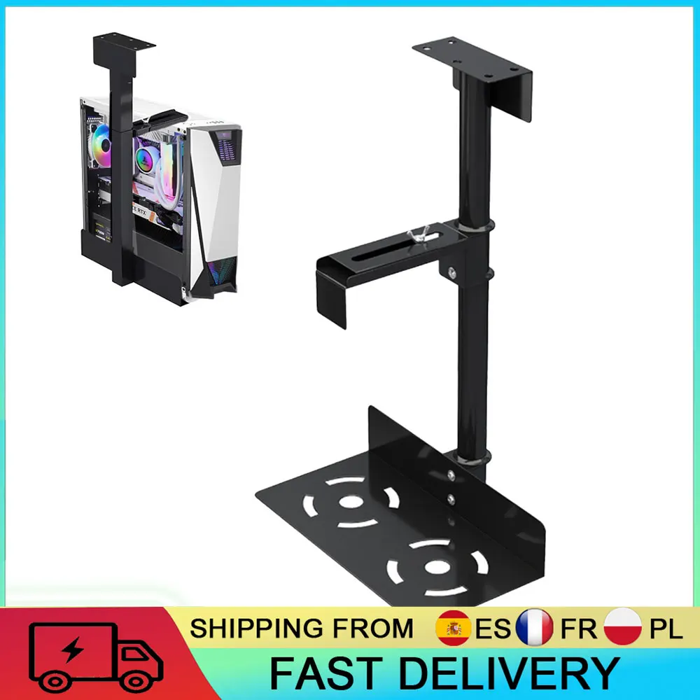 Soporte universal para PC debajo del escritorio, ajustable en ancho y altura, con capacidad de carga de 25 kg, soporte para CPU, colgador para unidad central, soporte para caja de ordenador.