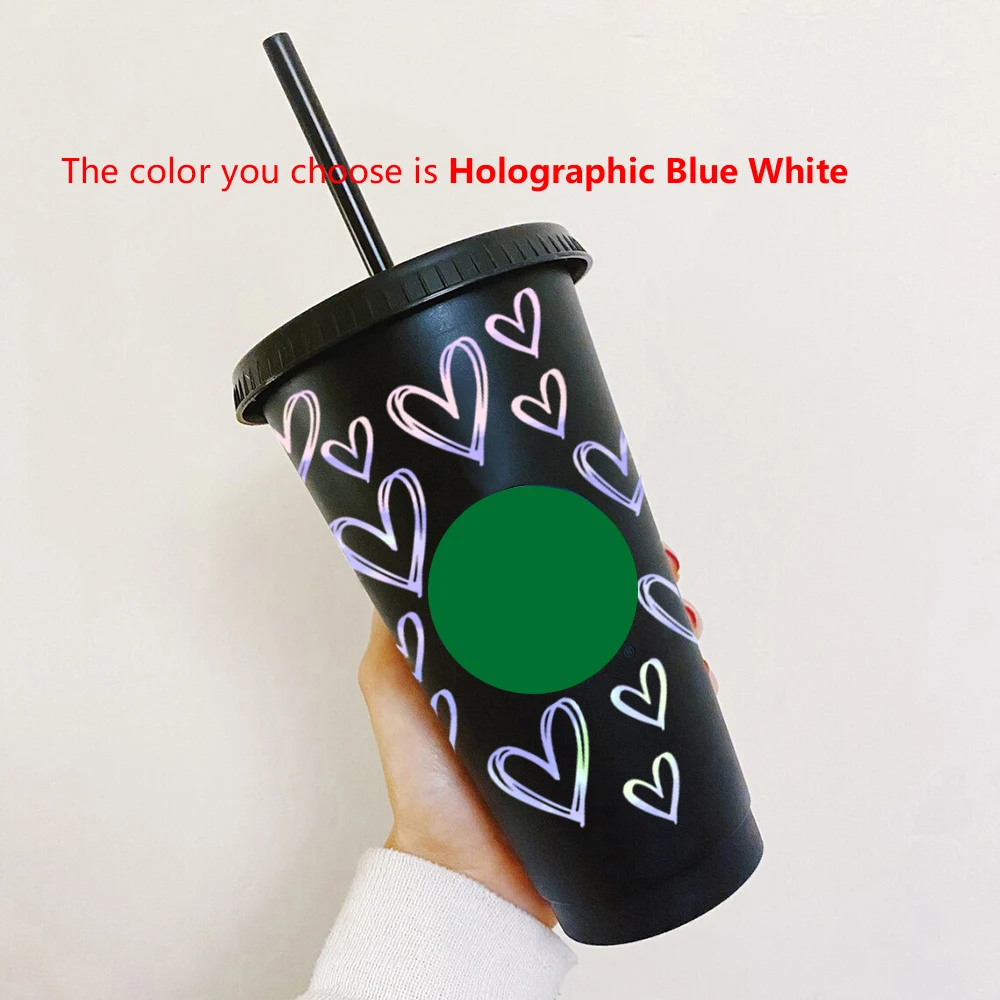 Hand Drawn Hearts Vinyl Sticker 710ml Reusable Straw Cold Cup Decals Gifts For Her Decorative Stickers For Cup Cute Cup Decor