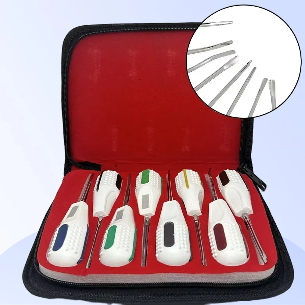 

8Pcs/Set Minimally Invasive Dental Luxating Elevator Kit Curved Root Tooth Extraction Tools for Dentistry Surgical Use