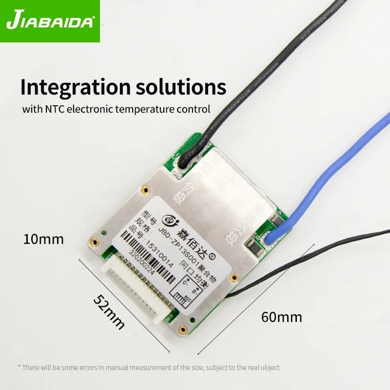 JIABAIDA BMS 13S Li-ion 3.7V Lithium Battery BMS 15A 20A 25A 30A Charge Discharge Protect with Common Balance NTC JBD BMS