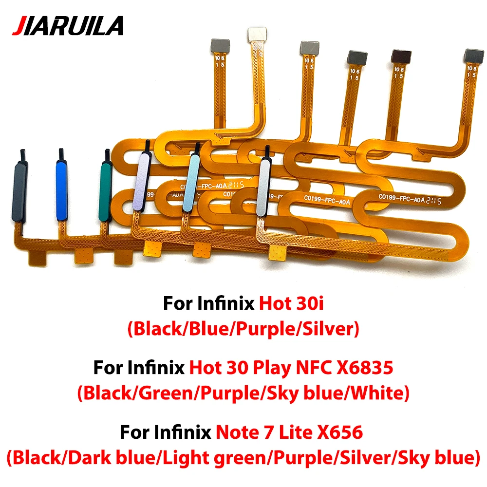 For Infinix Hot 30i/Hot 30 Play NFC/Note 7 Lite Power Button Key Flex Fingerprint Sensor Scanner Recognition Flex Cable