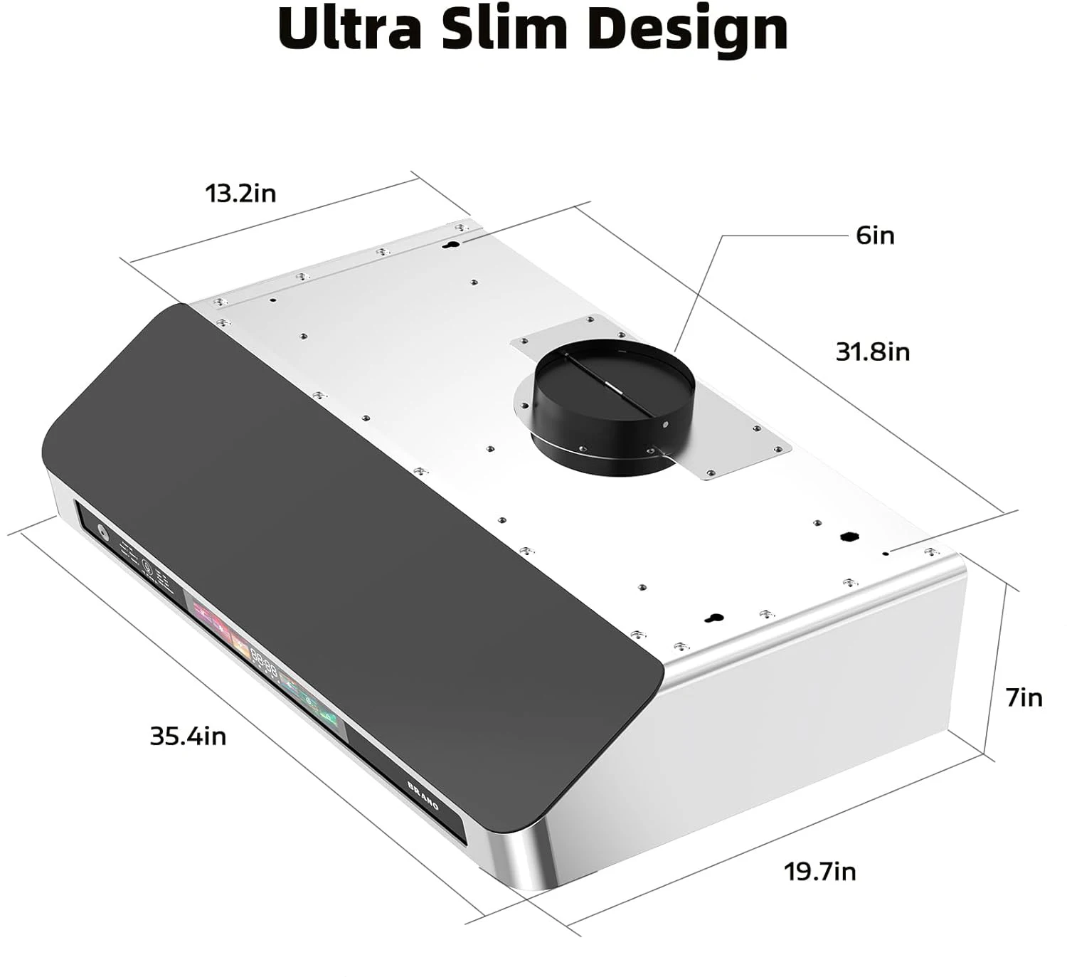 Under Cabinet Range Hood 36 Inch with Voice/Gesture/Touch Control, 900 CFM Stainless Steel & Upgraded Black Tempered Glass Ducted Kitchen Vent Hood with 4 Speed