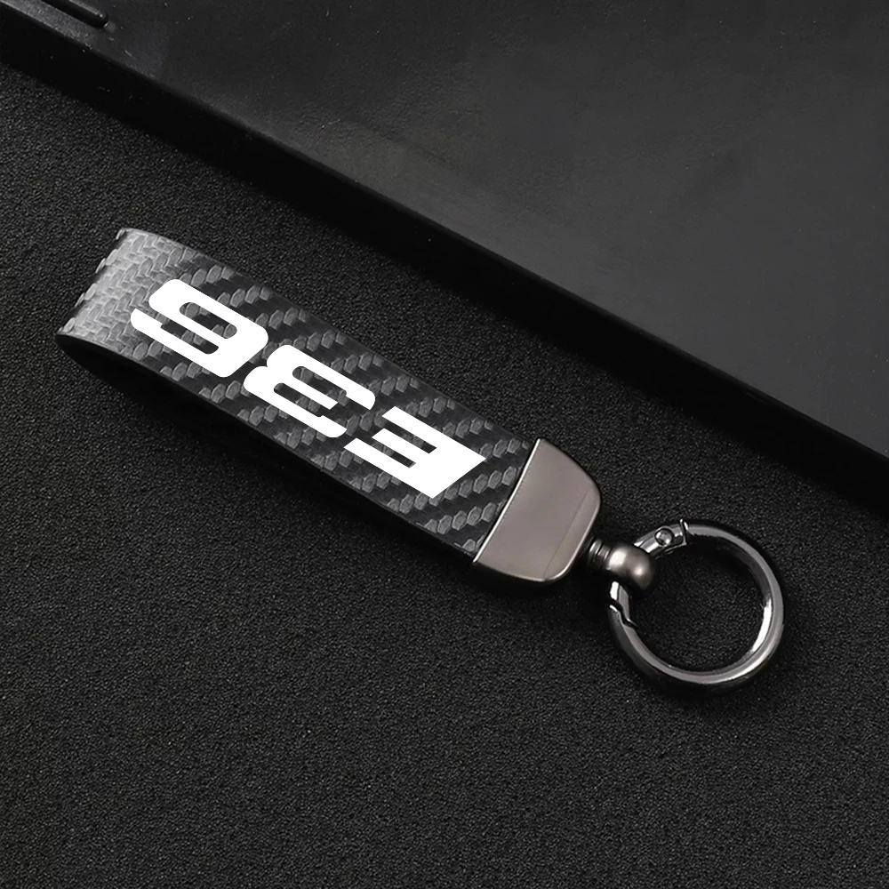 Car Key Chain Anti-lost Buckle Holder Key Ring Carbon Fiber Texture For BMW 3 Series E36 E46 E90 E91 E92 E Auto Accessories Gift