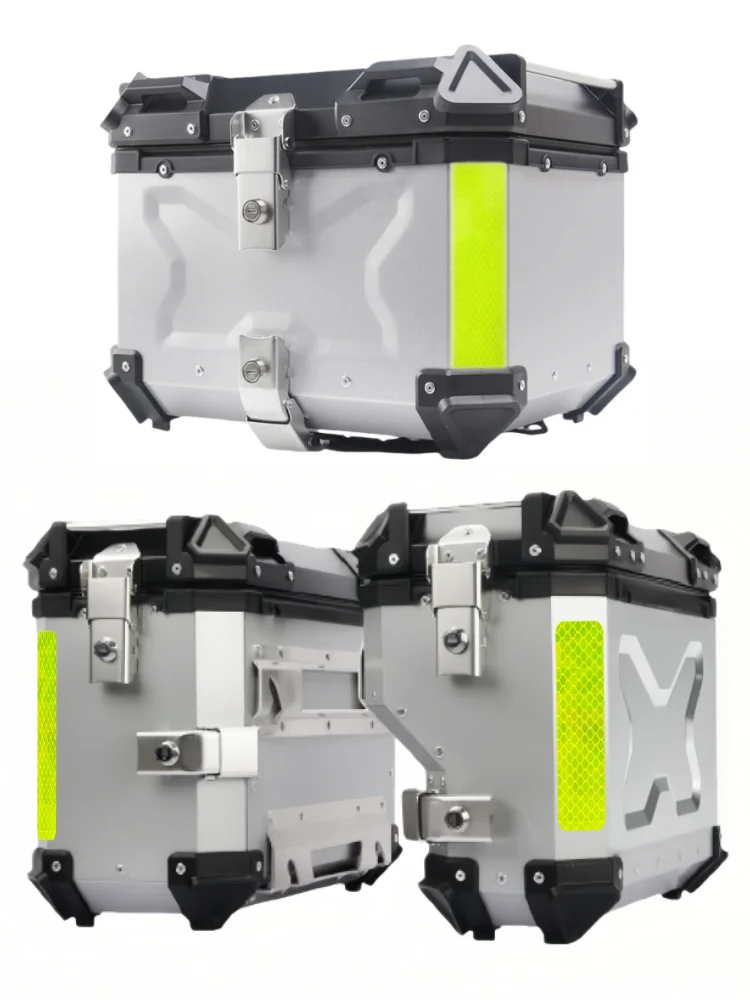 45L, 55L, 65L Aluminium Motorrad-Topcase Silber 38L Motorrad-Seitenkoffer Wasserdichter Schnellverschluss-Koffer Heckkoffer Helmkoffer Werkzeugkoffer