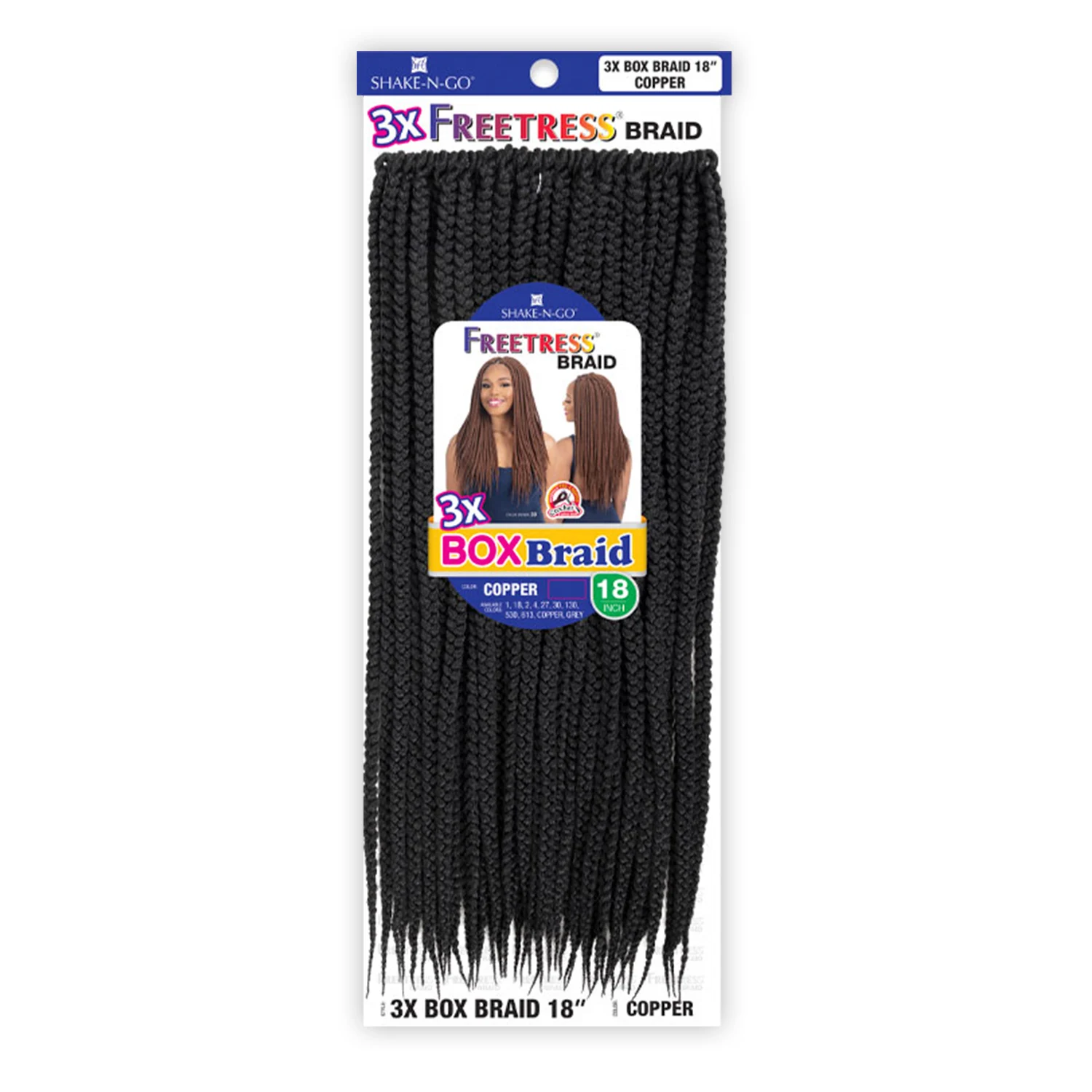 FreeTress Tresses synthétiques au crochet 3X Box Braid 18"