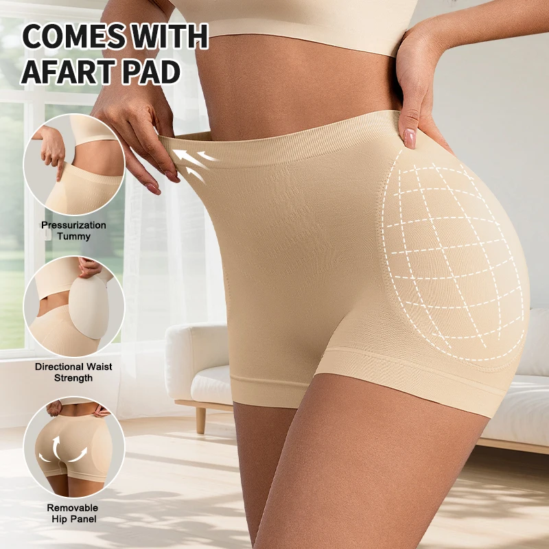 Culotte gainante rehausseur de fesses avec coussinets pour les hanches, rembourrage pour les creux de hanches, short gainant, sous-vêtement rehausseur de hanches, contrôle du ventre